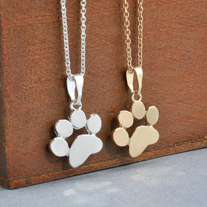 DOG LOVER JEWELRY GIFTS FOOTPRINTS PAW CHAIN PENDANT NECKLACE DOG THEMED JEWELRY - FREE SHIPPING