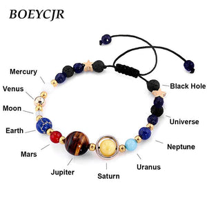 BEST SOLAR SYSTEM BRACELET UNIVERSE PLANETS BEADS FASHION JEWELRY FOR WOMEN OR MEN - FREE SHIPPING